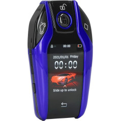 Viedā tālvadības automašīnas atslēga, universāla TK800+ All in One Keyless Entry Auto Lock Unlock Boutique Smart LCD atslēga, LCD ekrāna atslēgas pults aizvietošana visiem Start Stop Engine Button (zila)