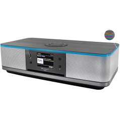 Soundmaster Highline ICD2023SW Stereo sistēma Interneta radio WLAN 2,4/5 GHz LED apkārtējais apgaismojums DAB+ Bluetooth CD atskaņotājs USB MP3 App Krāsu displejs Modinātājs