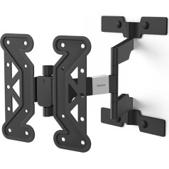 Hama TV Wall Mount Swivelling, Tilting, Slim (19 - 46 Inch TV Mount for TVs up to 25 kg, Max. VESA 200 x 200, Extendable TV Wall Mount Including Fischer Dowel and Drilling Template) Black