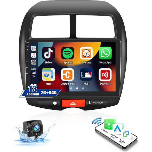 CAMECHO 2G + 64G Android 13 auto radio Mitsubishi ASX 1 / Citroen C4 / Peugeot 4008, 10,1 collu ekrāns ar bezvadu Apple Carplay Android Car Mirror Link GPS WiFi Bluetooth FM RDS SWC + atpakaļgaita