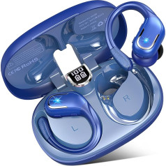 Bluetooth austiņas Sport, 75 stundu austiņas bezvadu Bluetooth 5.3 ar mikrofonu Deep Bass, austiņas Bluetooth In-Ear LED displejs/IP7 ūdensizturīgas austiņas, 2024 ENC austiņas ar ausu āķiem iOS ierīcēm