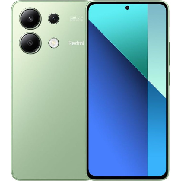 Xiaomi Redmi Note 13 8GB + 256GB viedtālrunis Globālā versija 6,67 collu AMOLED ekrāns 120Hz trīskāršā kamera 108MP Snapdragon 685 5000mAh akumulators 33W ātrā uzlāde Zaļā krāsā