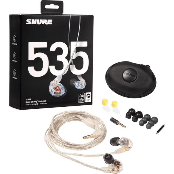 Shure SE535 In-Ear-Kopfhörer, caurspīdīgs, In-Ear-Kopfhörer (In-Ear), 18-19000 Hz, 1,62 m, caurspīdīgs