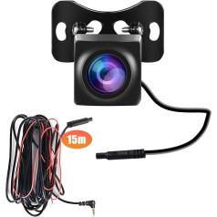 CAMECHO Full Colour HD Reversing Camera 4-Pin for Carplay and Android Car Portable Car Radio Kit, 15 m Cable, 2.5 mm AVIN Connection + 4-Pin Connection