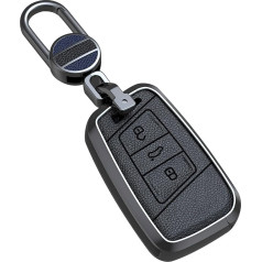 ontto Auto atslēgu futrālis Atslēgu futrālis piemērots VW Passat B8 Magotan Tiguan Golf priekš Skoda Kodiaq Superb A7 Keyless Go Aizsargājošais atslēgu futrālis Metāla atslēgu vāciņš Key Fob 3 pogas melns