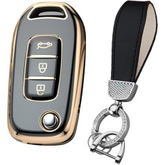 HIBEYO Flip Key Automašīnas atslēgu korpuss piemērots Renault TPU aizsargvāciņš Renault Sandero Stepway Logan Clio Arkana Captur Kadjar Remote Key Shell Jacket Protector 3 pogu aksesuāri melns