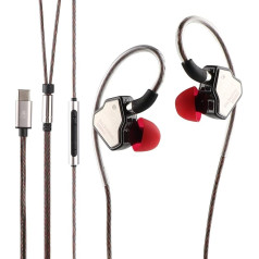 LINSOUL 7Hz Salnotes Zero HiFi 10 mm dinamiskā draivera IEM austiņas ar metāla kompozīta membrānu, nerūsējošā tērauda priekšējā plāksne, noņemams 2-pin OFC kabelis (melnas, ar mikrofonu, C tipa)