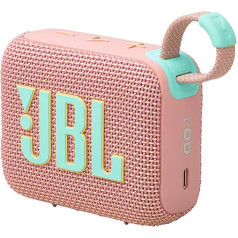 JBL Go 4 rozā krāsā - pārnēsājams Bluetooth skaļrunis Pro Sound, dziļi basi un atskaņošanas laika palielināšanas funkcija - ūdens un putekļu izturīgs - 7 stundu darbības laiks