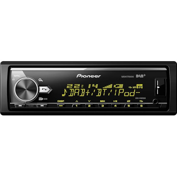 Pioneer MVH-X580DAB 1DIN autoradio ar RDS, DAB/DAB+, Bluetooth, USB, AUX ieeja, Bluetooth brīvroku komplekts, saderīgs ar Android un iPod / iPhone