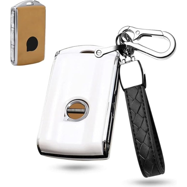 HIBEYO Smart Key Case Fits Volvo ABS automašīnu atslēgu futrālis aizsargvāciņš Volvo S80 S90 XC40 XC40 V90 V90 V70 C30 (Keyless Go Only) atslēgu kastītei, tālvadības pults, balts