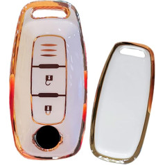 HIBEYO Keyless Go auto atslēgu futrālis piemērots Nissan atslēgu futrālis silikona aizsargvāciņš Nissan X-Trail Qashqai Altima Teana Ariya 2022 2023 tālvadības pults atslēgu somiņai zeltaini balta