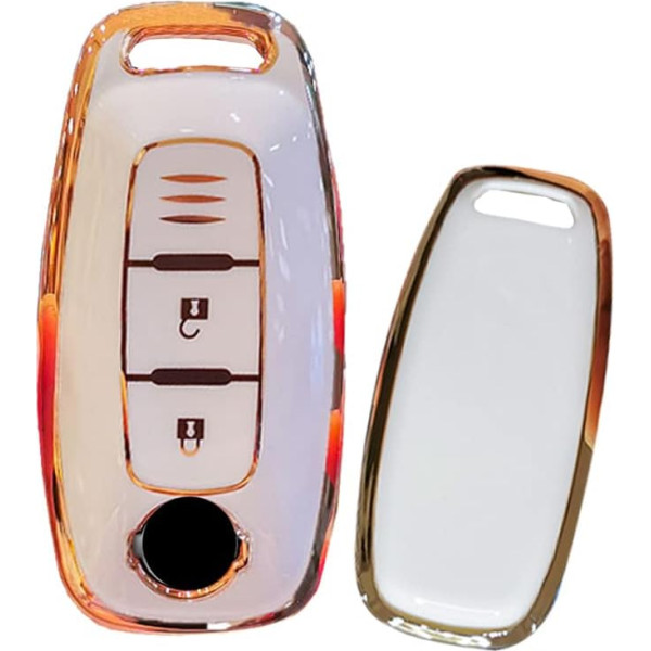 HIBEYO Keyless Go auto atslēgu futrālis piemērots Nissan atslēgu futrālis silikona aizsargvāciņš Nissan X-Trail Qashqai Altima Teana Ariya 2022 2023 tālvadības pults atslēgu somiņai zeltaini balta