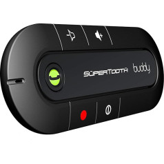 SuperTooth Buddy 2.1 brīvroku komplekts ar Bluetooth piesūcekņa turētāju iPhone 3G/3GS/4/4/4S/5/5S/5C un Samsung Galaxy S3/S4 - melns