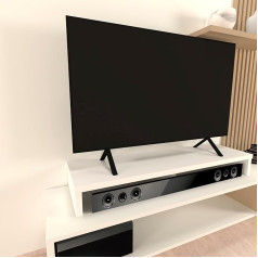 Henor Double TV Riser made of FSC® wood, 120 x 35 x 15 cm, matt white. Supports +100 kg.