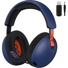 Bezvadu spēļu austiņas, 2,4 GHz/Bluetooth/3,5 mm kabeļa režīma austiņas ar mikrofonu datoram/PS5/PS4, PS4/PS5 kontrolierim, svilcim, mobilajam tālrunim, planšetdatoram, piezīmjdatoram ar trokšņu slāpēšanu (zilas)