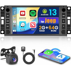 Hikity Bezvadu Carplay auto radio ar satelīta navigāciju Jeep Compass Patriot Dodge Android auto radio ar Bluetooth 7 collu skārienjūtīgais displejs radio ar WiFi FM/RDS + atpakaļgaitas kamera