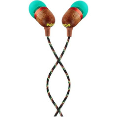 House of Marley Kopfhörer mit Kabel 'Smile Jamaica'- In-Ear Kopfhörer mit Mikrofon, 1-Knopf Steuerung & Geräuschisolierung, inkl. 2 Gel-Aufsätzen und verwicklungsfreies Kabel (Rasta/Türkis)