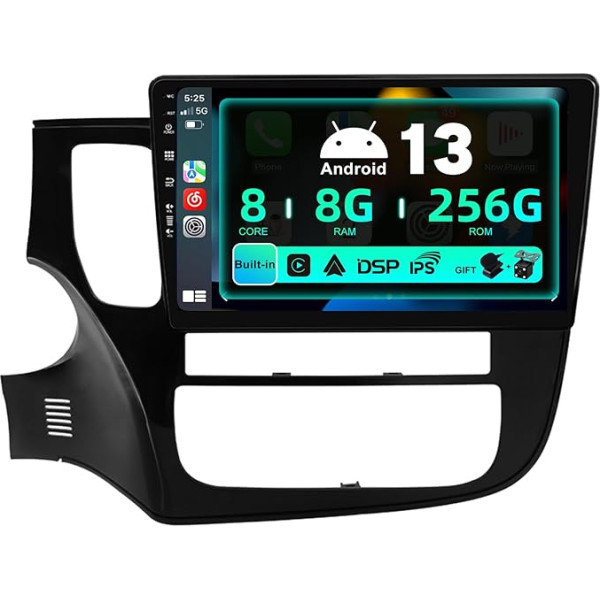 SXAUTO ¦8G+256G ¦ Android 13 auto radio Mitsubishi Outlander (2012-2018) - Iebūvēts Carplay/Android Car/DSP - Kamera + MIC - DAB stūres vadības pults Fast-Boot 360-CAM WiFi -2 DIN IPS 10,1 collu 8