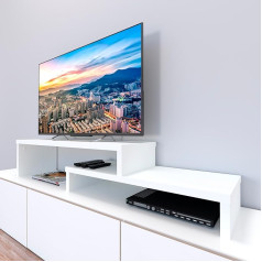 Henor TV skapītis ar regulējamām trepēm FSC® 110+90 x 35 x 30/15 cm Balts