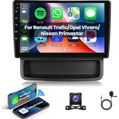 Hodozzy Android auto radio priekš Renault Trafic/Opel Vivaro/Nissan Primastar 2010-2014 Carplay bezvadu Android auto, radio 2 DIN 10 collu skārienjūtīgais ekrāns Bluetooth Hifi navigācija WiFi FM RDS radio atpakaļgaita