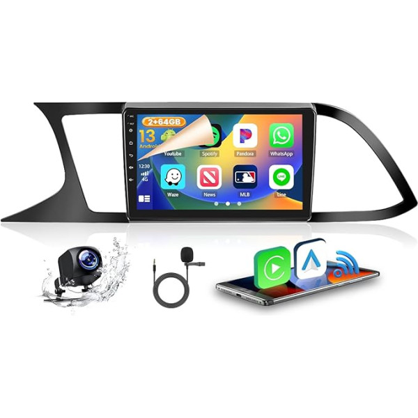 2GB + 64GB Android 13 Auto radio Seat Leon 3 2013-2018 Radio Bezvadu Apple CarPlay Android Auto Bluetooth 9 collu ekrāns Auto radio ar navigāciju atpakaļgaitas kamera