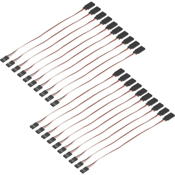 sourcing map 3-poliges Servo-Verlängerungskabel, Stecker auf Buchse, 20,1 cm, 26 AWG, 30-adrig, Servoempfängerdraht für RC-Modellflugzeuge, 20 Stück