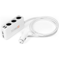 Technaxx Auto lādētāja turētājs TE11 ar 4 USB pieslēgvietu un 3 virzienu sadalītāju viedtālrunim/tabletam automašīnā