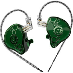 ND Venus In-Ear monitora austiņas 10 mm dubultā magnētiskā dinamiskā draivera IEM austiņas HiFi spēļu austiņas 2 kontakti noņemams kabelis (bez mikrofona, zaļš, 3,5 mm spraudnis)