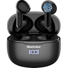 Blackview Bluetooth austiņas, AirBuds 7 austiņas bezvadu Bluetooth 5.3 Deep Bass bezvadu austiņas, trokšņu slāpēšanas austiņas ar 4 ENC mikrofonu, IP7 ūdensizturīgas austiņas ar LED displeju