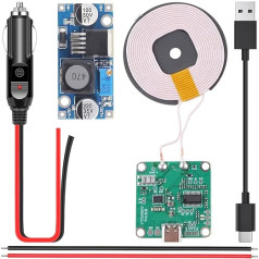 Youmile QI Board bezvadu lādētāja modulis DIY 12V 20W sprieguma regulatora modulis + elektroniskais cigarešu aizdedzinātājs ar sarkanu un melnu kabeli automašīnu mēbeļu modifikācijai