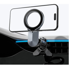 abowuge Mag-Safe Car Mount [Super Sturdiness] Magnētiskais tālruņa turētājs automašīnai [Upgraded Triangular Structure] Auto tālruņa turētājs ventilācijas caurums, piemērots iPhone 15 Pro Plus Max 14 13 Mag-Safe Case