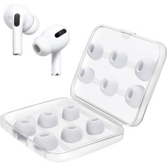 [6 pāri] AirPods Pro un AirPods Pro 2. paaudzes austiņu uzgaļi ar trokšņu samazināšanas atveri, silikona austiņas AirPods Pro ar pārnēsājamu uzglabāšanas kārbu (izmēri, S/M/L, balts)