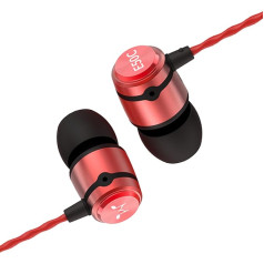 SoundMAGIC E50C In-Ear austiņas austiņas ar mikrofonu, vadu austiņas ar mikrofonu, HiFi, trokšņu izolācija, tīra skaņa, ērta piemērotas austiņas, melns, sarkans