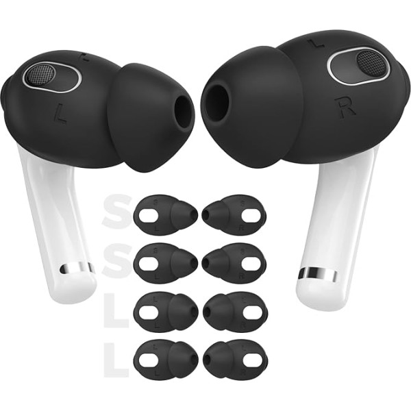 AhaStyle 4 pāru AirPods 3 ausu aizbāžņi Silikona austiņu vāciņš [neietilpst lādēšanas korpusā] Saderīgs ar Apple AirPods 3 2021 (2 pāri lieli + 2 pāri mazi, melns)