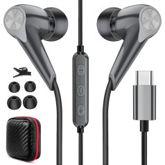 USB C austiņas Android iPhone 15 Pro Plus Galaxy Z Flip Fold 6 S24 Ultra S23 S21 A35 C tipa austiņas ar mikrofonu Skaļuma regulēšana In-Ear iPad 10 Pro Air Pixel 8 7