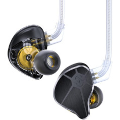 EZ EAR In-Ear Monitor CCZ BC04 HiFi austiņas DD & BA Dynamic Drivers Rich Details Cable Earphones IEM Deep Bass ar 2 kontaktu noņemamu kabeli tālrunim, datoram, mūzikas spēlēm (melnas, bez mikrofona)