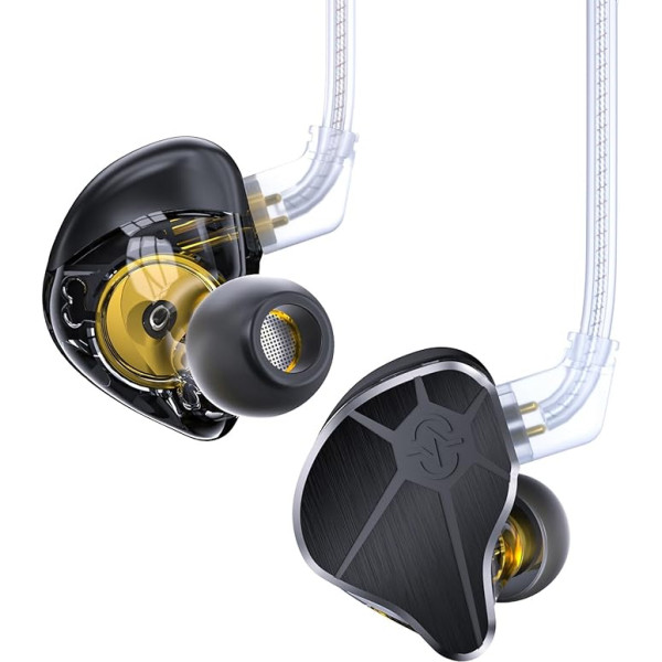 EZ EAR In-Ear Monitor CCZ BC04 HiFi austiņas DD & BA Dynamic Drivers Rich Details Cable Earphones IEM Deep Bass ar 2 kontaktu noņemamu kabeli tālrunim, datoram, mūzikas spēlēm (melnas, bez mikrofona)