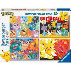 Puzzle 4x100 gabaliņu Pokemon