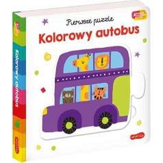 Buklets gudra bērna akadēmija. pirmās puzles. krāsains autobuss