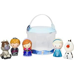 Disney Store Official Frozen 5 Piece Bath Toy Set Includes Anna, Elsa, Olaf, Sven and Kristoff Characters with Storage Bucket Suitable from 12 Months