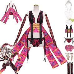 Tjmiaohao Anime Kimetsu No Yaiba Daki Cosplay kostīmu komplekts Demon Slayer Kimono Parūka Galvassega Pilns komplekts Helovīna karnevāla ballītei Vienots tērps meitenēm