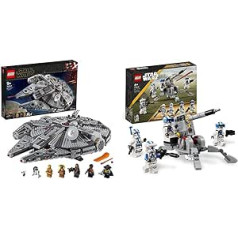 LEGO 75257 Star Wars Millennium Falcon, kosmosa kuģa rotaļlieta ar 7 figūriņām un 75345 Star Wars 501. klonu karavīru kaujas komplekts