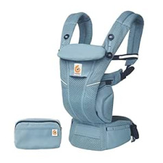 Ergobaby Omni Breeze Baby Carrier for Newborns from Birth to 20 kg, 4 Positions, SoftFlex Mesh, Ergonomic Baby Belly Carrier, Back Carrier, Slate Blue