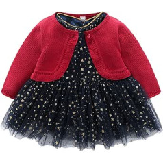 Verve Jelly Toddler Kids Baby Girl Cardigan Kleita Cute Kids Print Zvaigznīte ar garām piedurknēm Till Tutu Kleitas Trikotāžas Džemperi Topi Rudens Ziemas Silti Tērpi Apģērbs