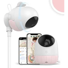 Ellie Baby Pro monitors, Slēptas sejas modinātājs, automātiska fotoattēlu uzņemšana, raudāšanas automātiskā nomierinošā šūpuļdziesma, divvirzienu saruna, virtuālais žogs, 2K Ultra HD, infrasarkanā nakts redzamība