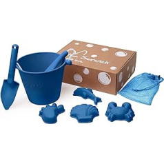 Scrunch Collapsible Bucket, Spade and Moulds - Silicone Beach Toys, Holiday Essentials for Kids - Includes Foldable Bucket, Spade and Sand Moulds, Ideal for Sandpit, Garden