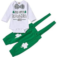 Tights + Pants Day Baby Girls Boys Printed St. Set Long Sleeve Patrick.com Boys Outfits & Set Baby Boys Girls St Patricks Romper (White, 6-12 Months)