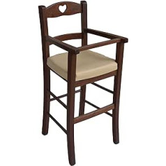 Ok Affarefatto Maddaloni Bimbo luksusa barošanas krēsls - riekstkoks ar mākslīgās ādas sēdekli - smilškrāsas pildījums