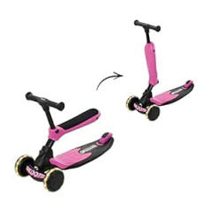 Hauck Skootie Ride-On and Scooter for Children 1-5 Years, LED Lights, Easy Convertible Foot Brake, Neon Pink