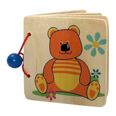 Hess Wooden Toys 14303 - bilžu grāmata no koka, teddy, apmēram 9 cm